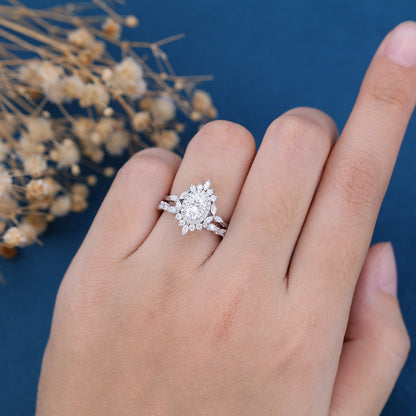 0.84 CT Oval Cluster Moissanite Bridal Set