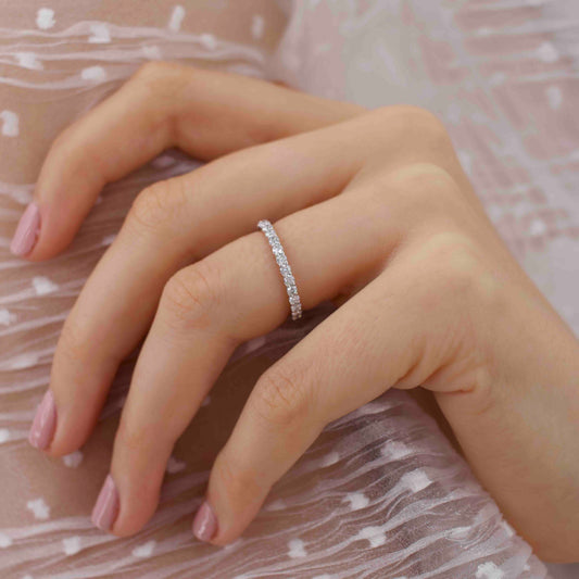 0.44 TCW Round Full Eternity Moissanite Wedding Band