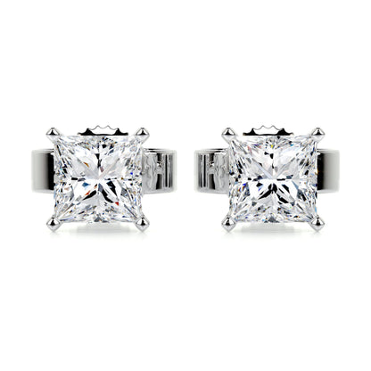 4 TCW Princess Moissanite Stud Earrings