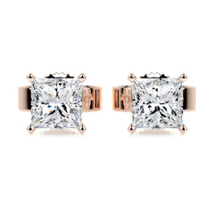 4 TCW Princess Moissanite Stud Earrings