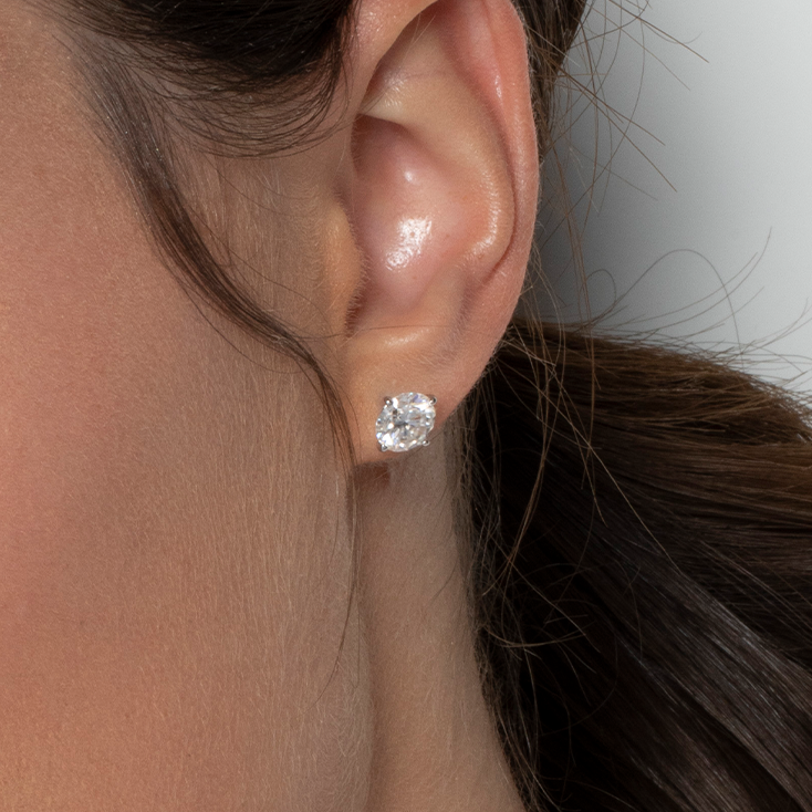 2 TCW Round Moissanite Stud Earrings