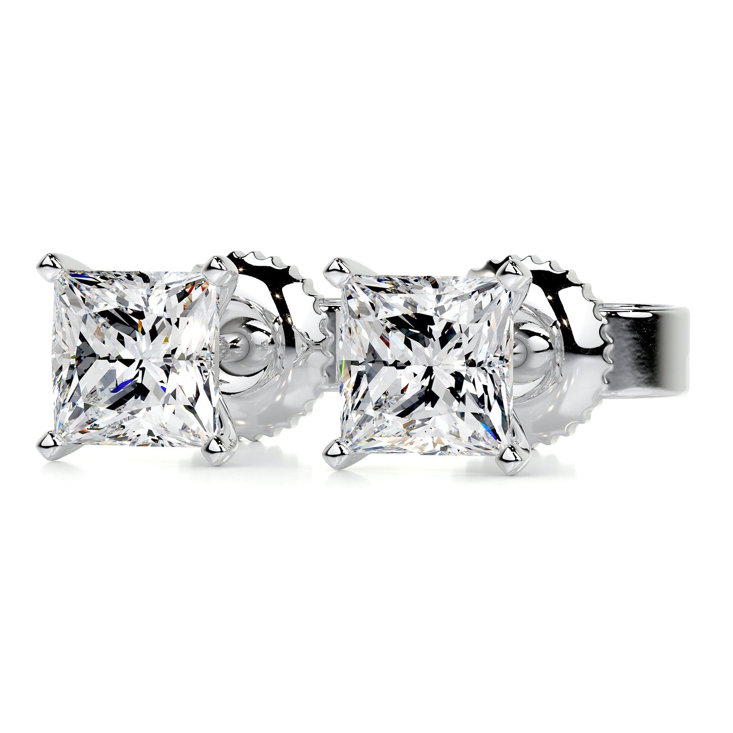 3 TCW Princess Moissanite Stud Earrings