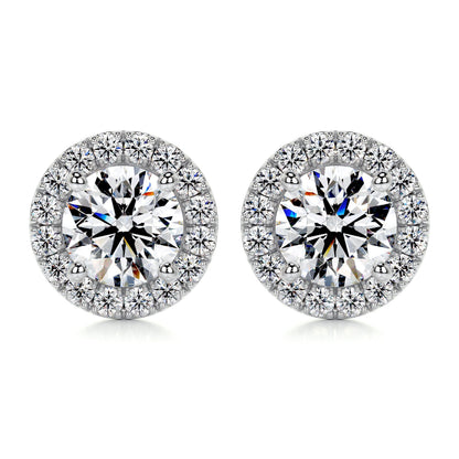 1.15 TCW Round Moissanite Halo Stud Earrings
