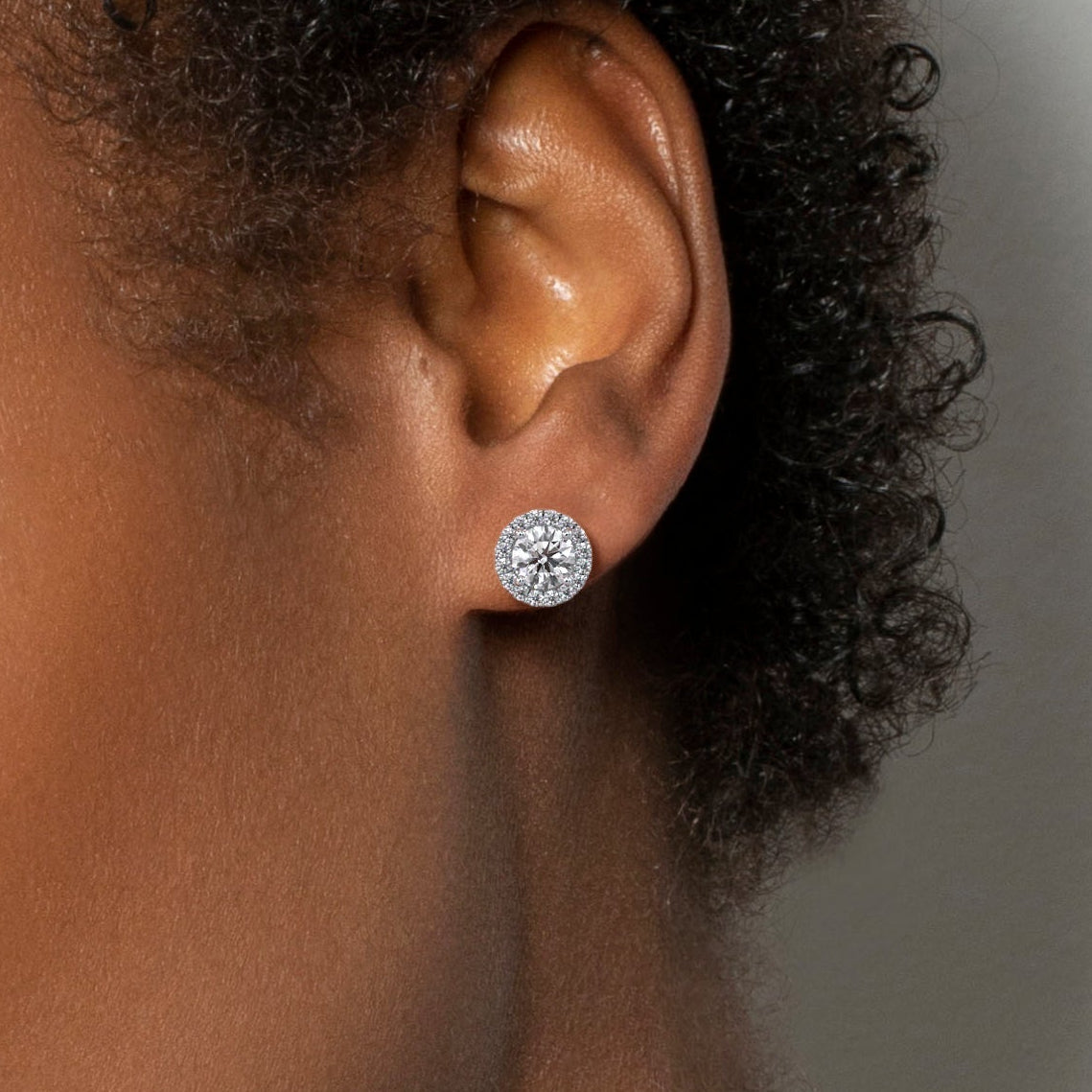 1.15 TCW Round Moissanite Halo Stud Earrings