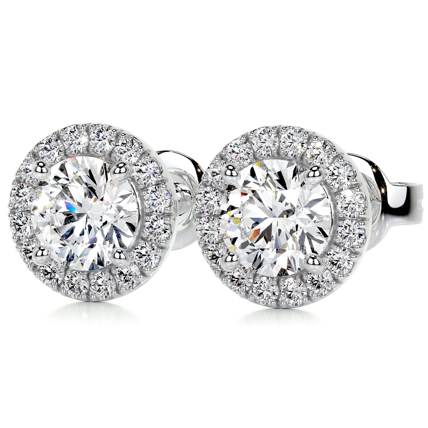 1.15 TCW Round Moissanite Halo Stud Earrings