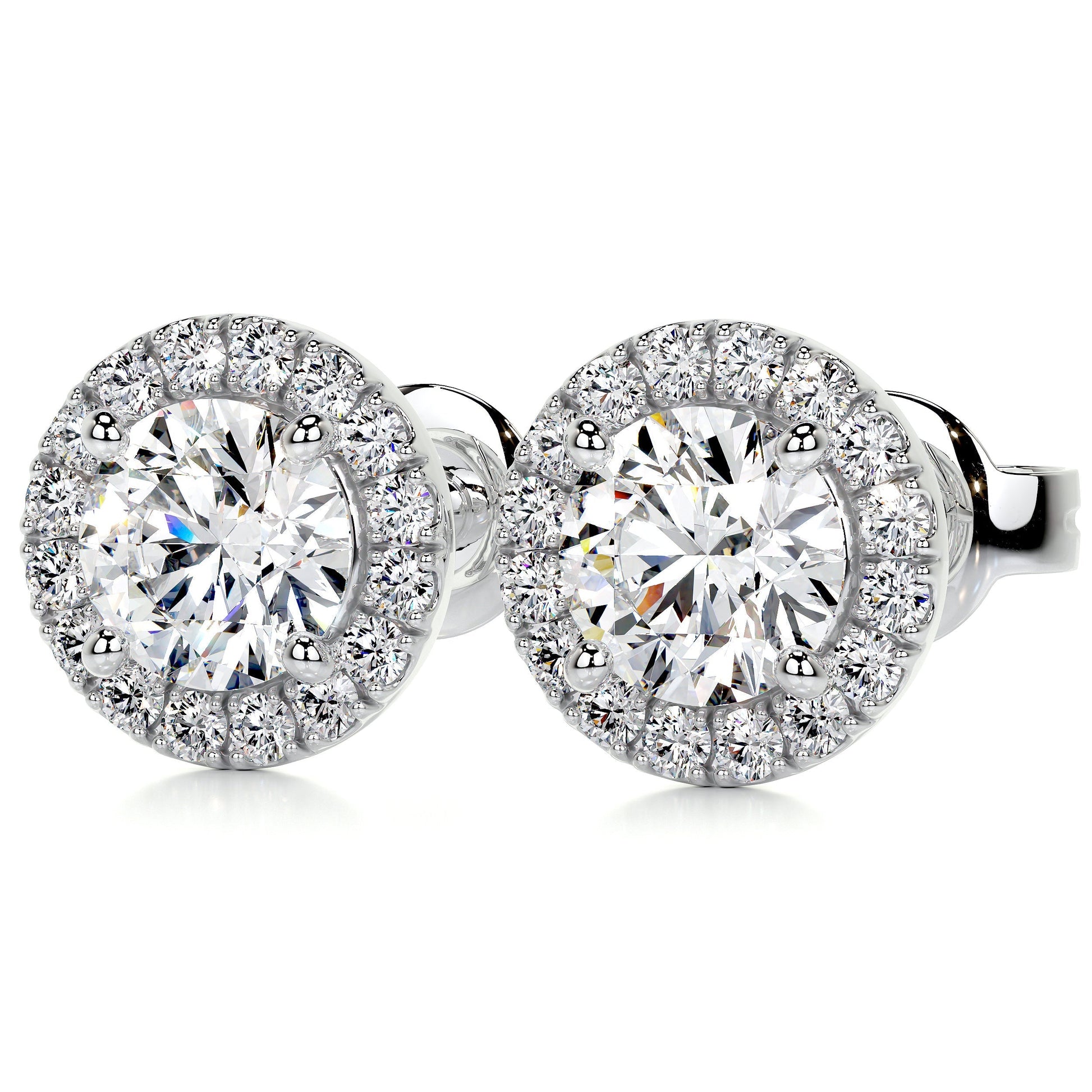 1.15 TCW Round Moissanite Halo Stud Earrings