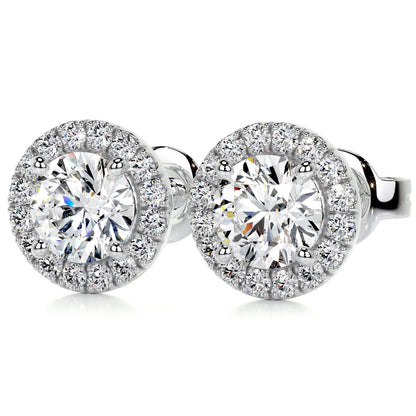 1.15 TCW Round Moissanite Halo Stud Earrings