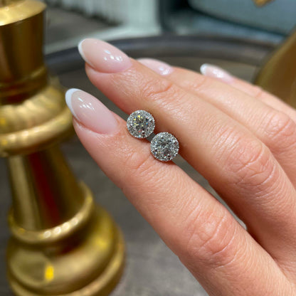 1.15 TCW Round Moissanite Halo Stud Earrings