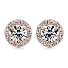 1.15 TCW Round Moissanite Halo Stud Earrings