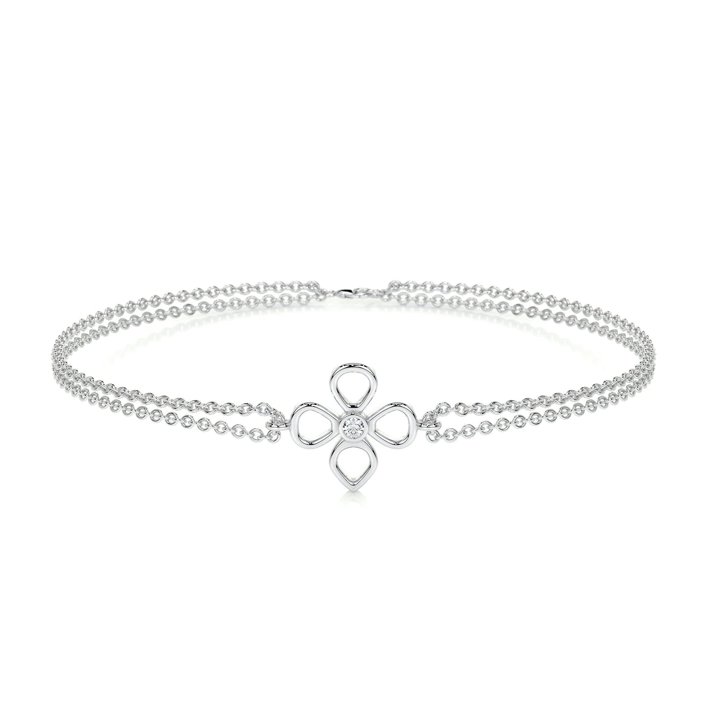 0.02 TCW Round Moissanite Flower Beaded Bracelet
