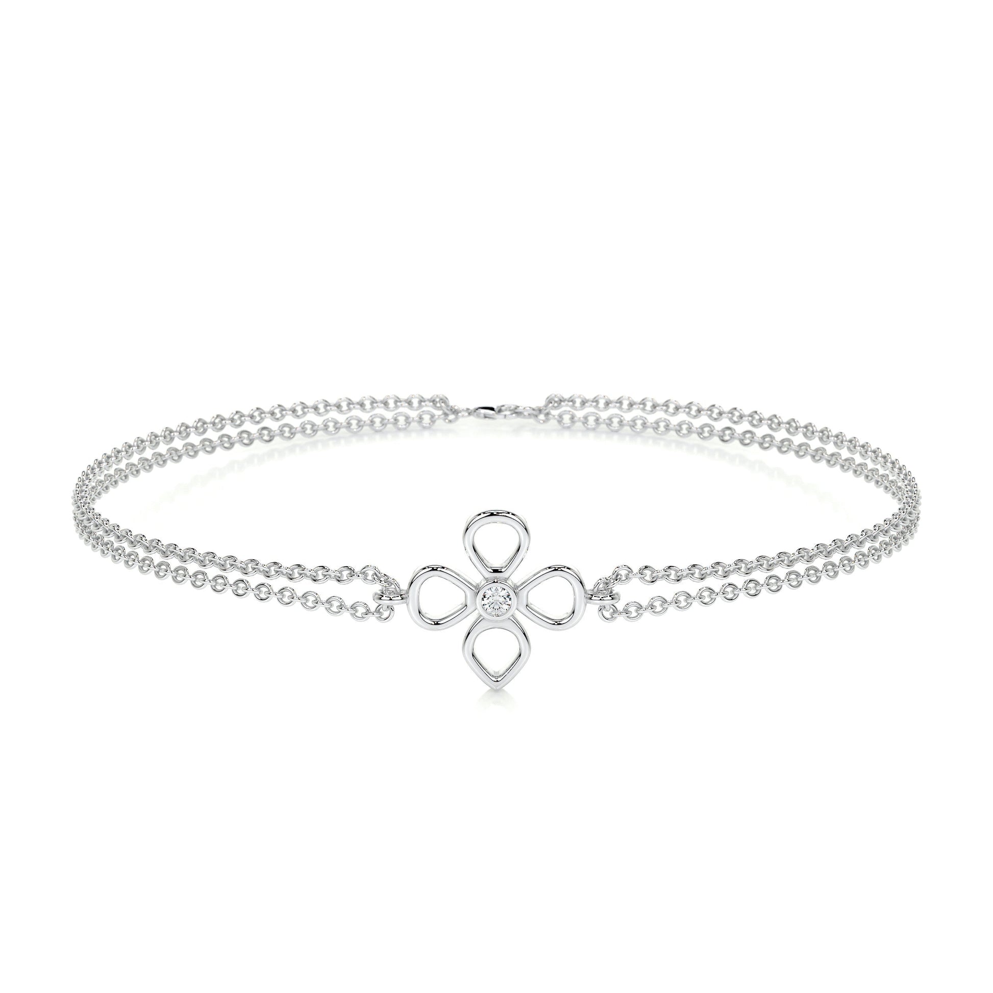 0.02 TCW Round Moissanite Flower Beaded Bracelet