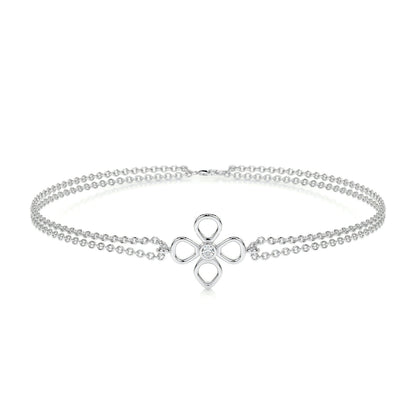 0.02 TCW Round Moissanite Flower Beaded Bracelet