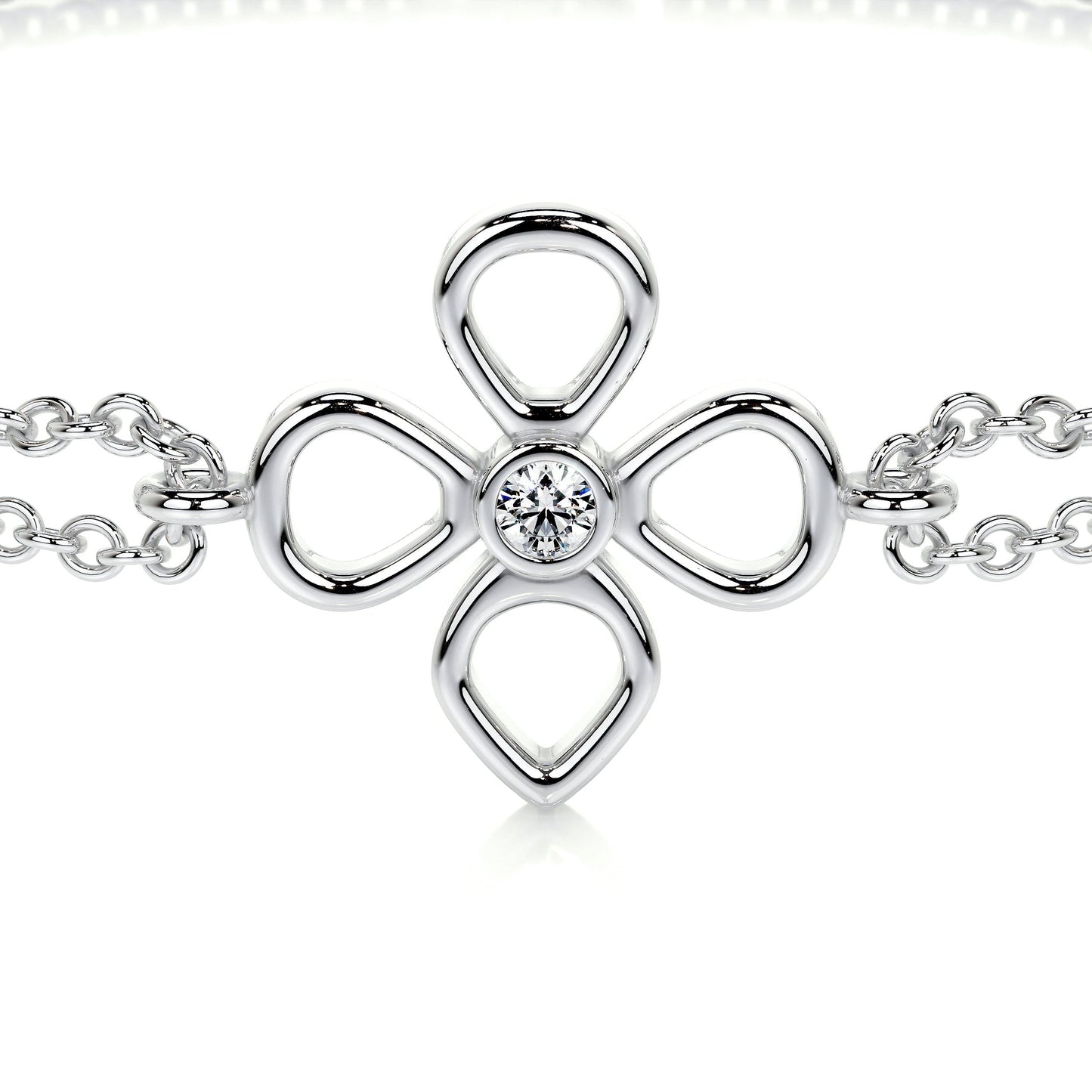 0.02 TCW Round Moissanite Flower Beaded Bracelet