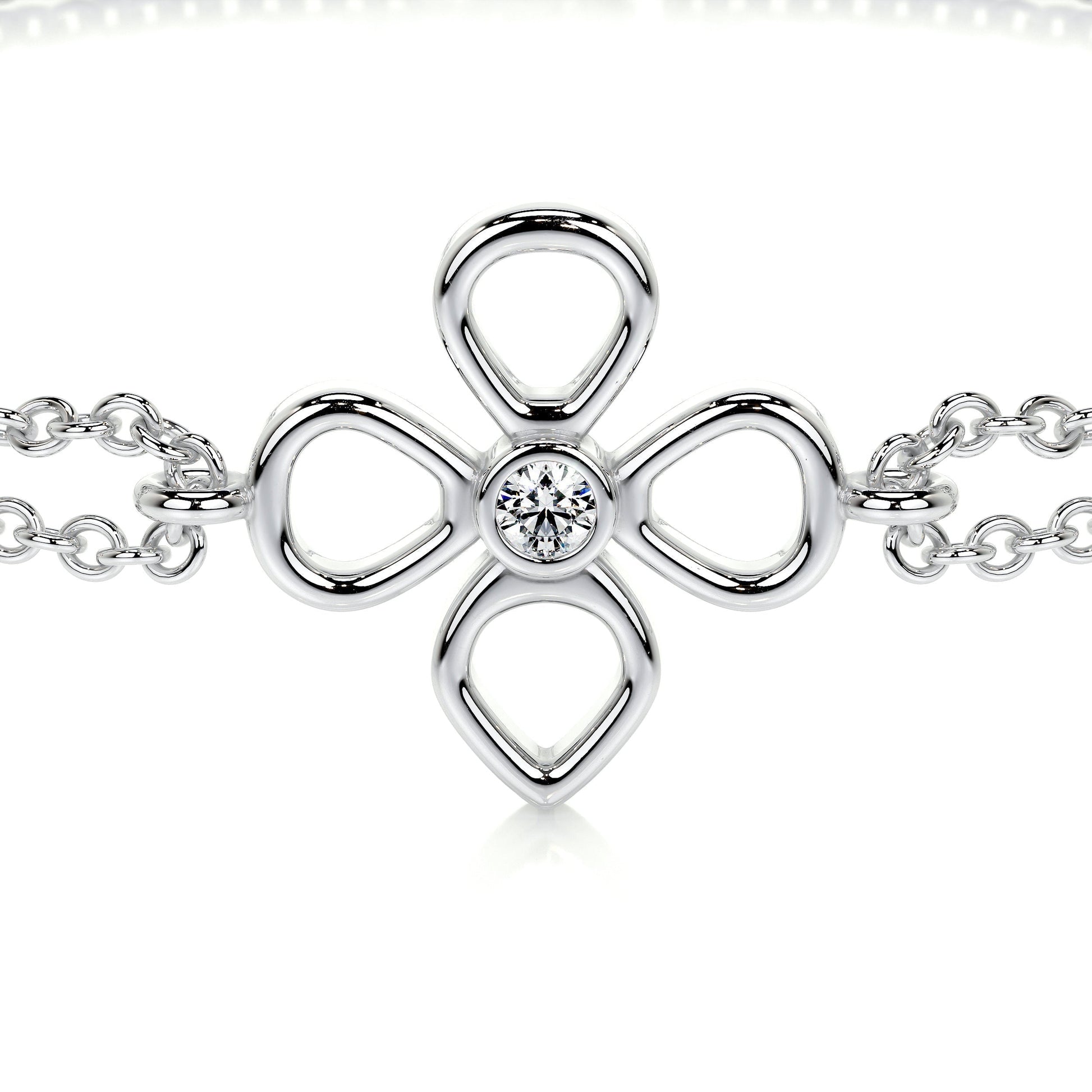 0.02 TCW Round Moissanite Flower Beaded Bracelet