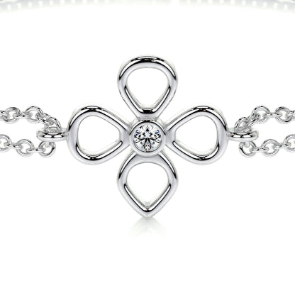 0.02 TCW Round Moissanite Flower Beaded Bracelet