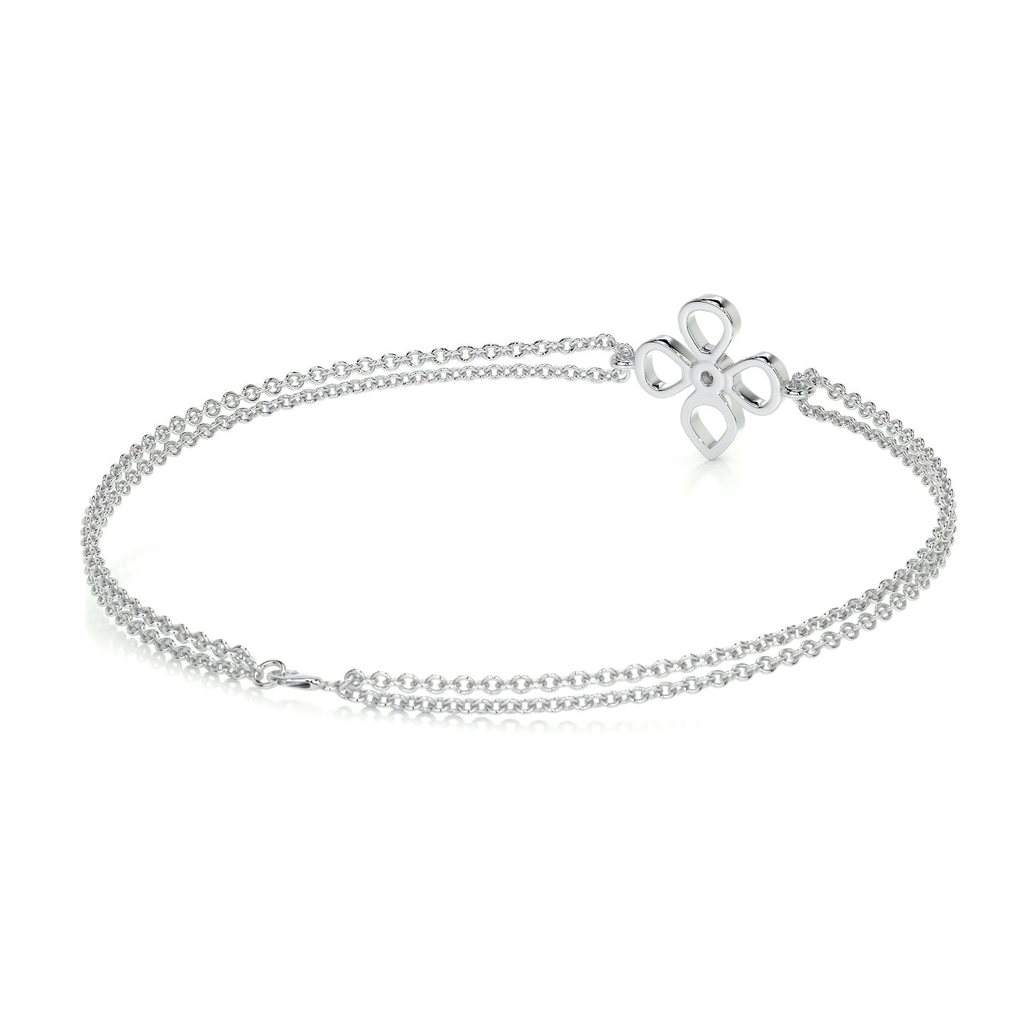 0.02 TCW Round Moissanite Flower Beaded Bracelet