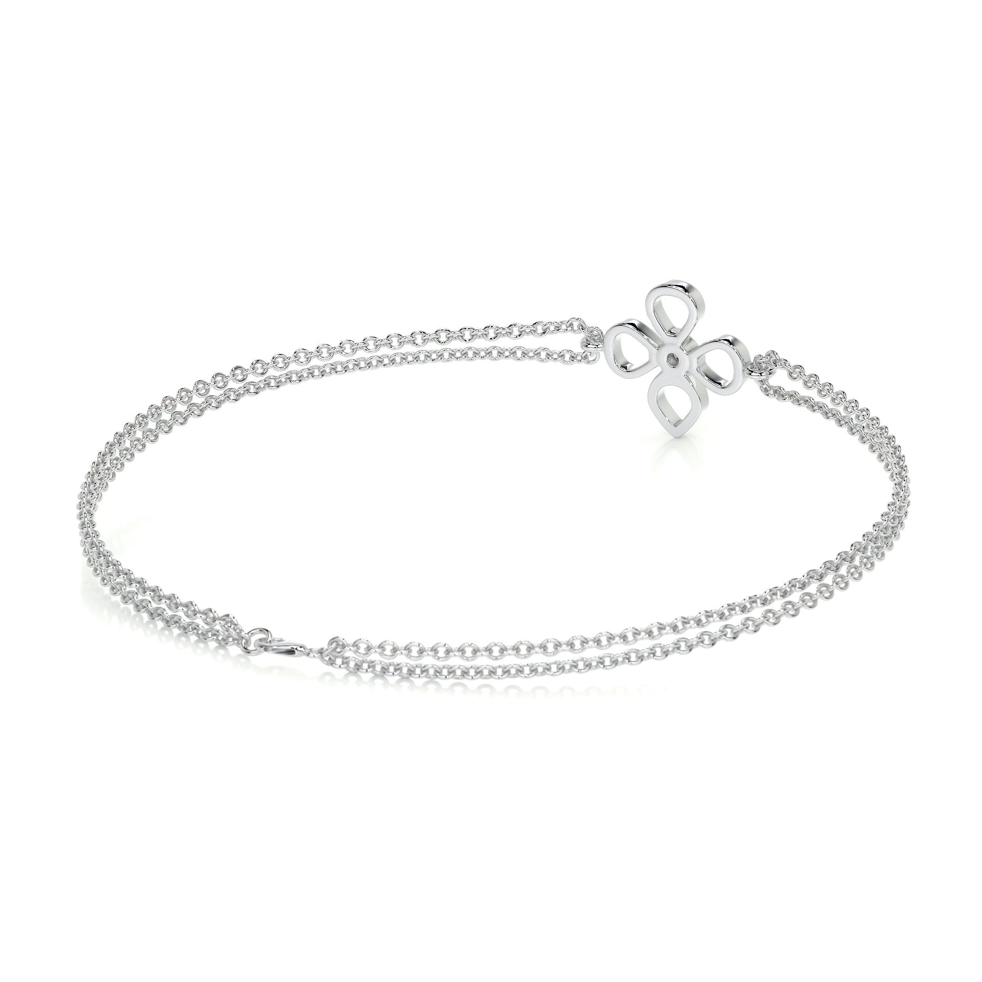 0.02 TCW Round Moissanite Flower Beaded Bracelet