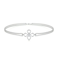 0.02 TCW Round Moissanite Flower Beaded Bracelet