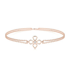 0.02 TCW Round Moissanite Flower Beaded Bracelet