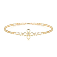 0.02 TCW Round Moissanite Flower Beaded Bracelet