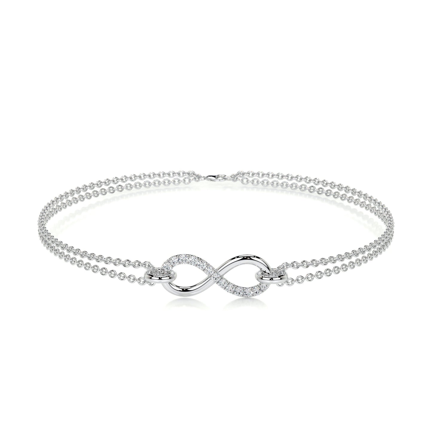 0.07 TCW Round Moissanite Infinity Beaded Bracelet