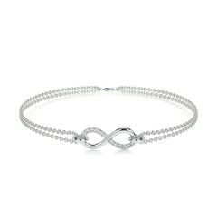 0.07 TCW Round Moissanite Infinity Beaded Bracelet