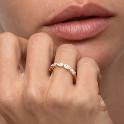 1 TCW Marquise Five Stone Moissanite Wedding Band