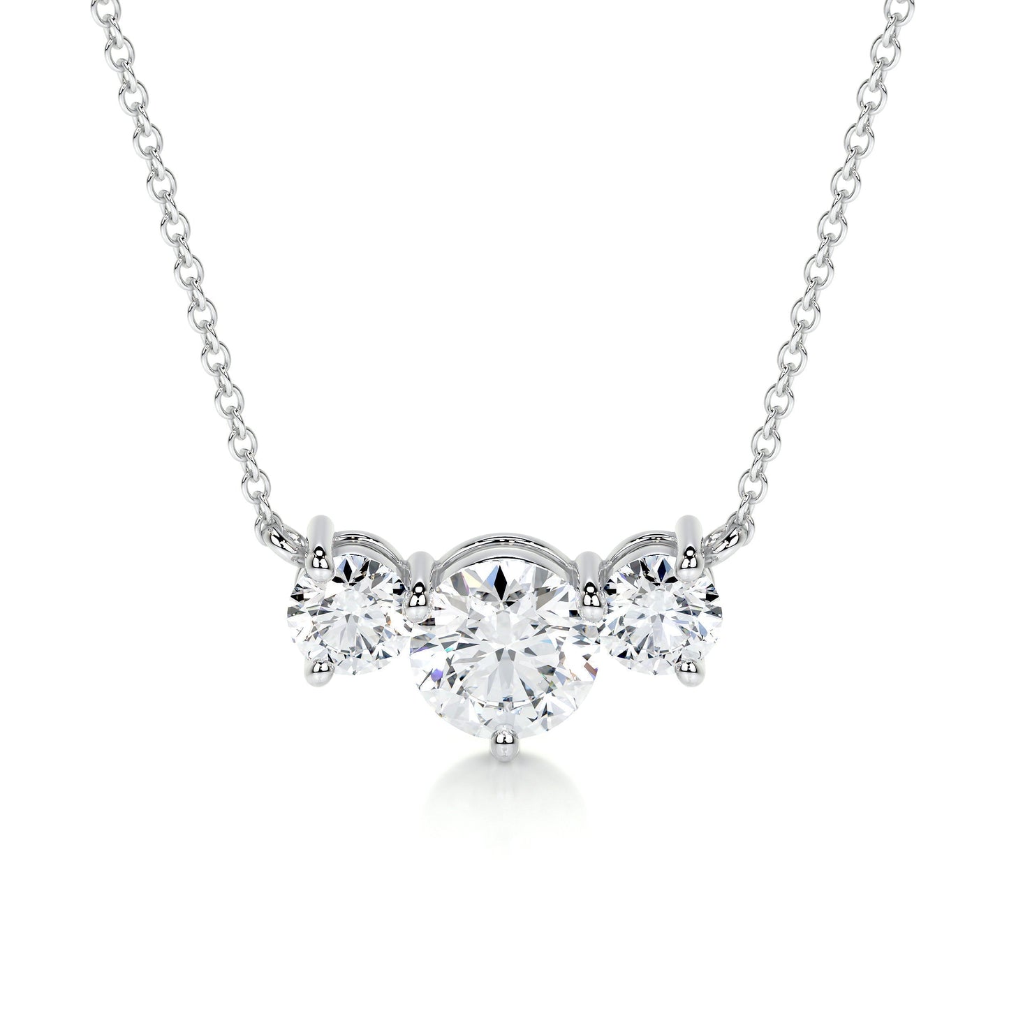 1.4 TCW Round Moissanite Three Stone Necklace