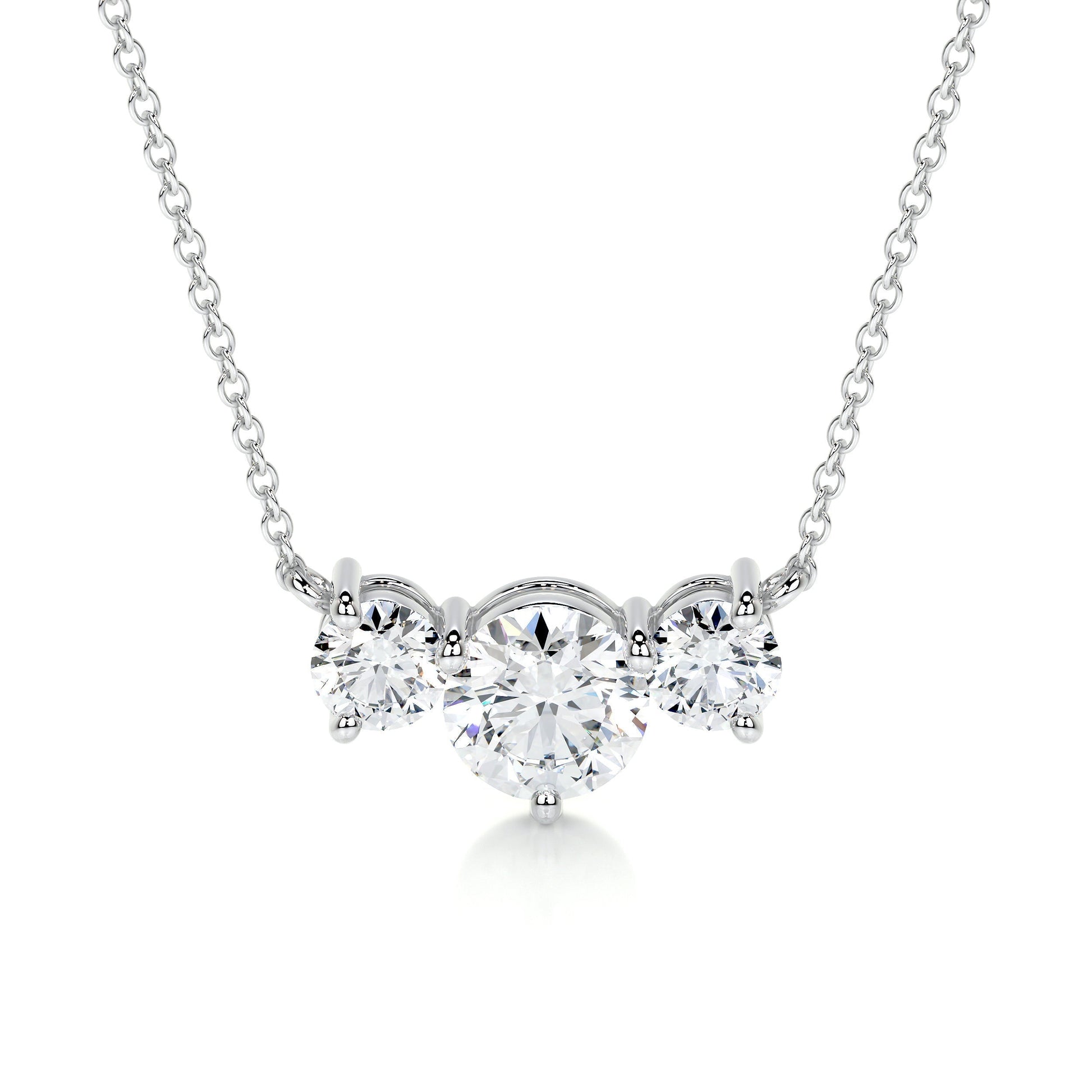 1.4 TCW Round Moissanite Three Stone Necklace