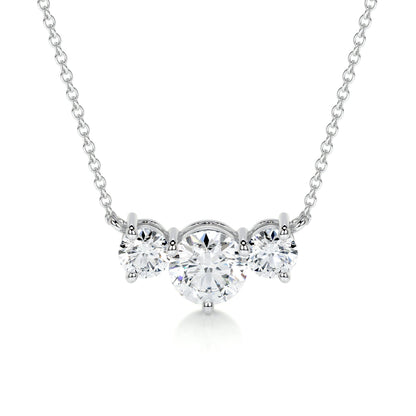 1.4 TCW Round Moissanite Three Stone Necklace