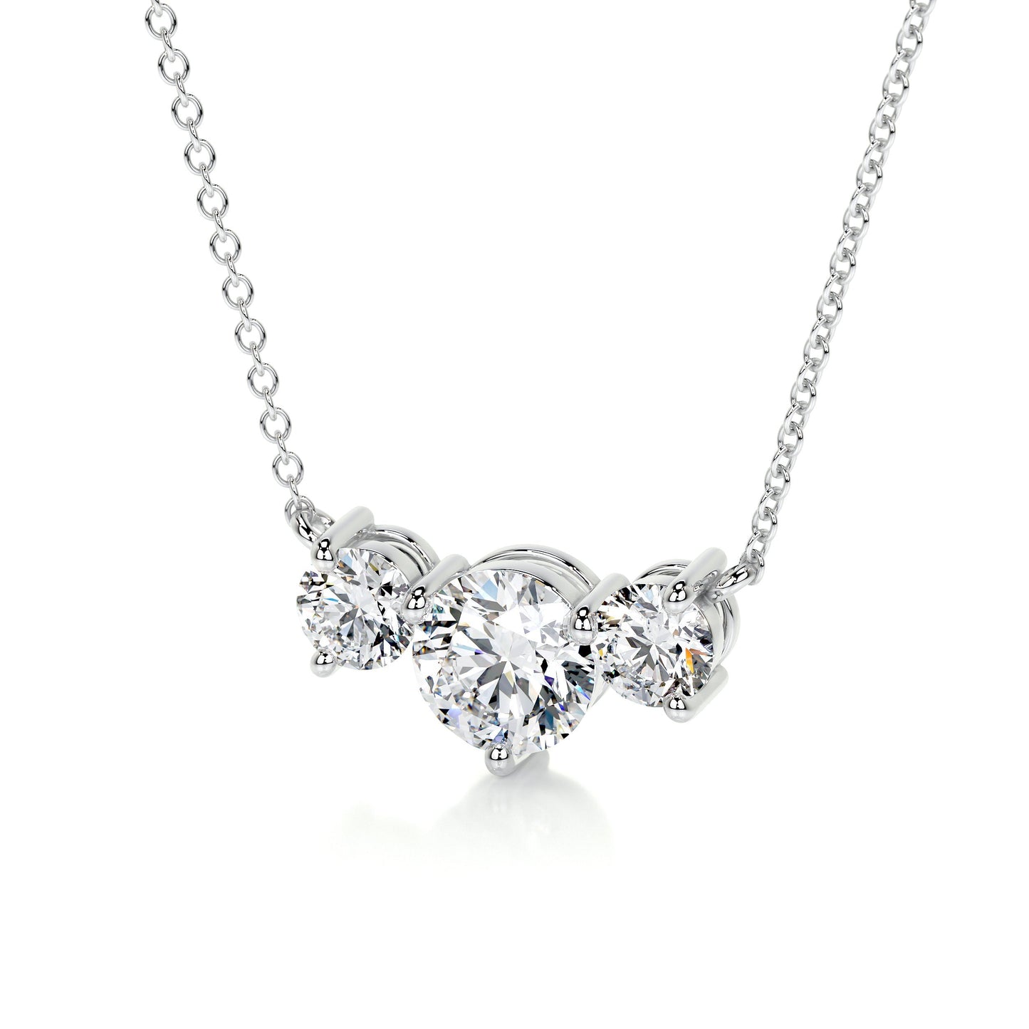 1.4 TCW Round Moissanite Three Stone Necklace
