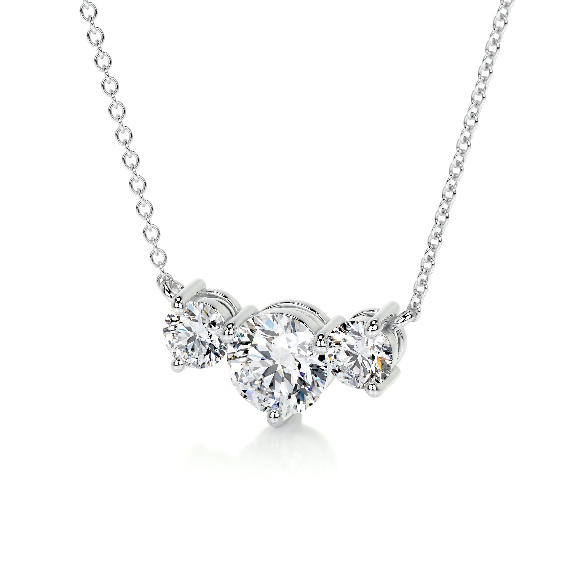 1.4 TCW Round Moissanite Three Stone Necklace