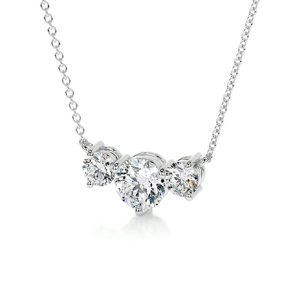 1.4 TCW Round Moissanite Three Stone Necklace