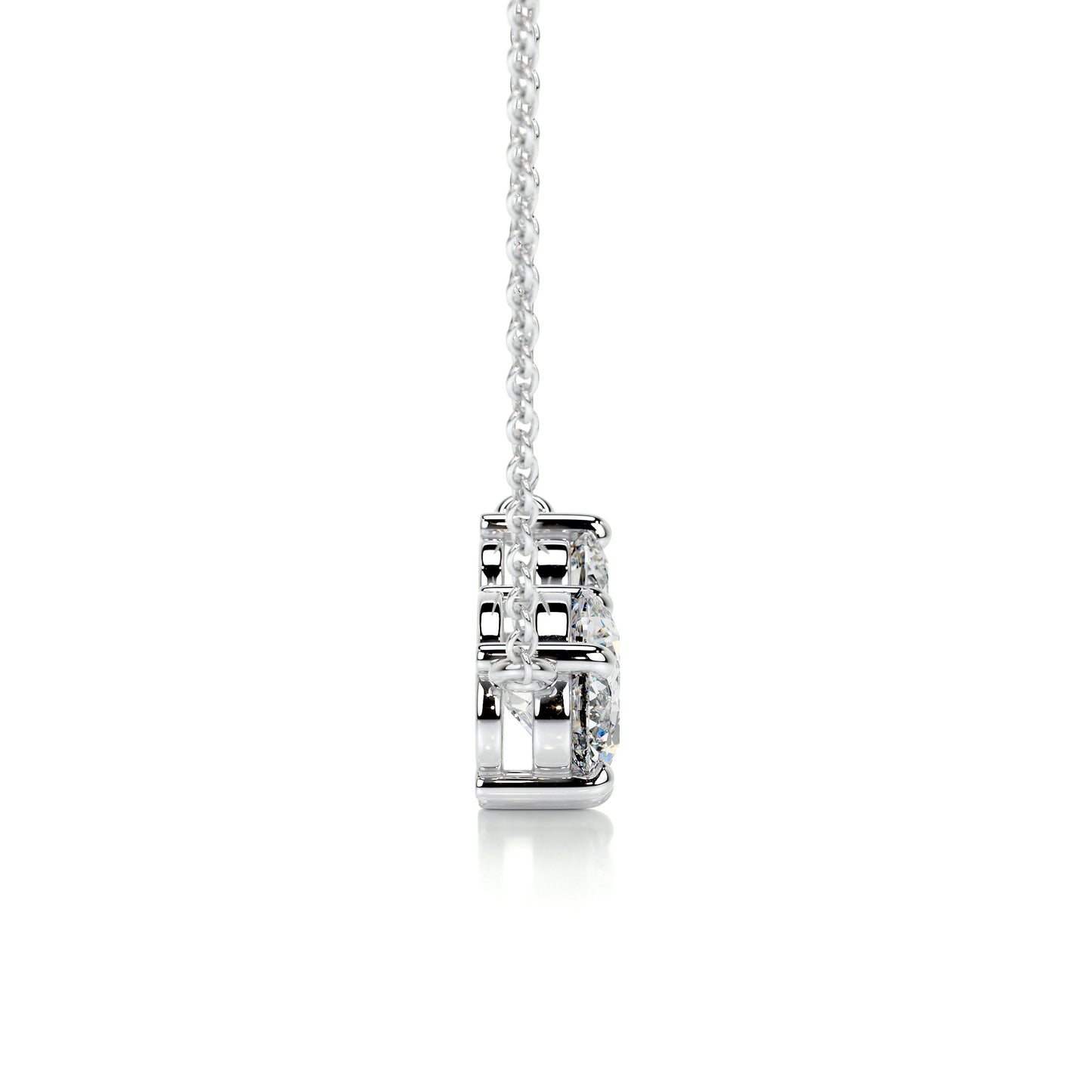 1.4 TCW Round Moissanite Three Stone Necklace
