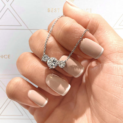 1.4 TCW Round Moissanite Three Stone Necklace