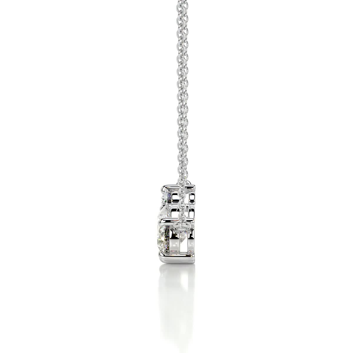 1.4 TCW Round Moissanite Three Stone Necklace