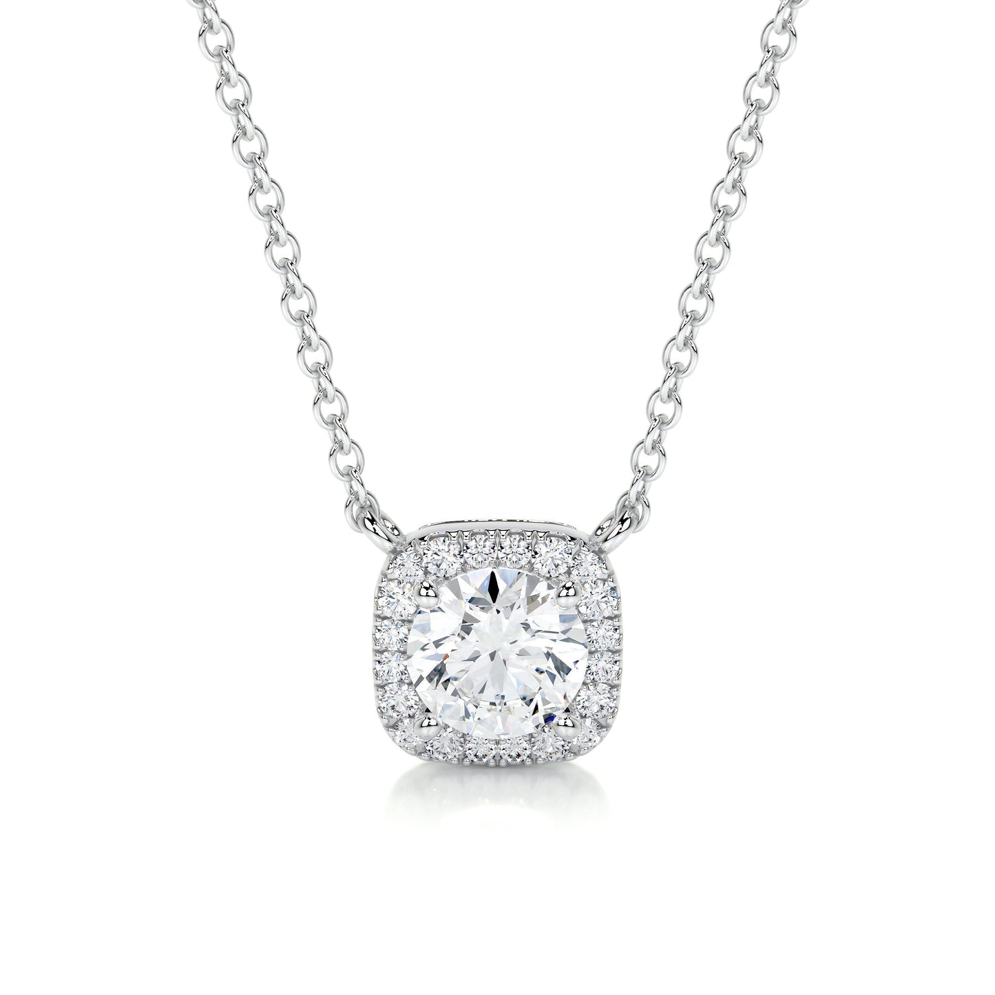 1.25 TCW Round Moissanite Halo Necklace