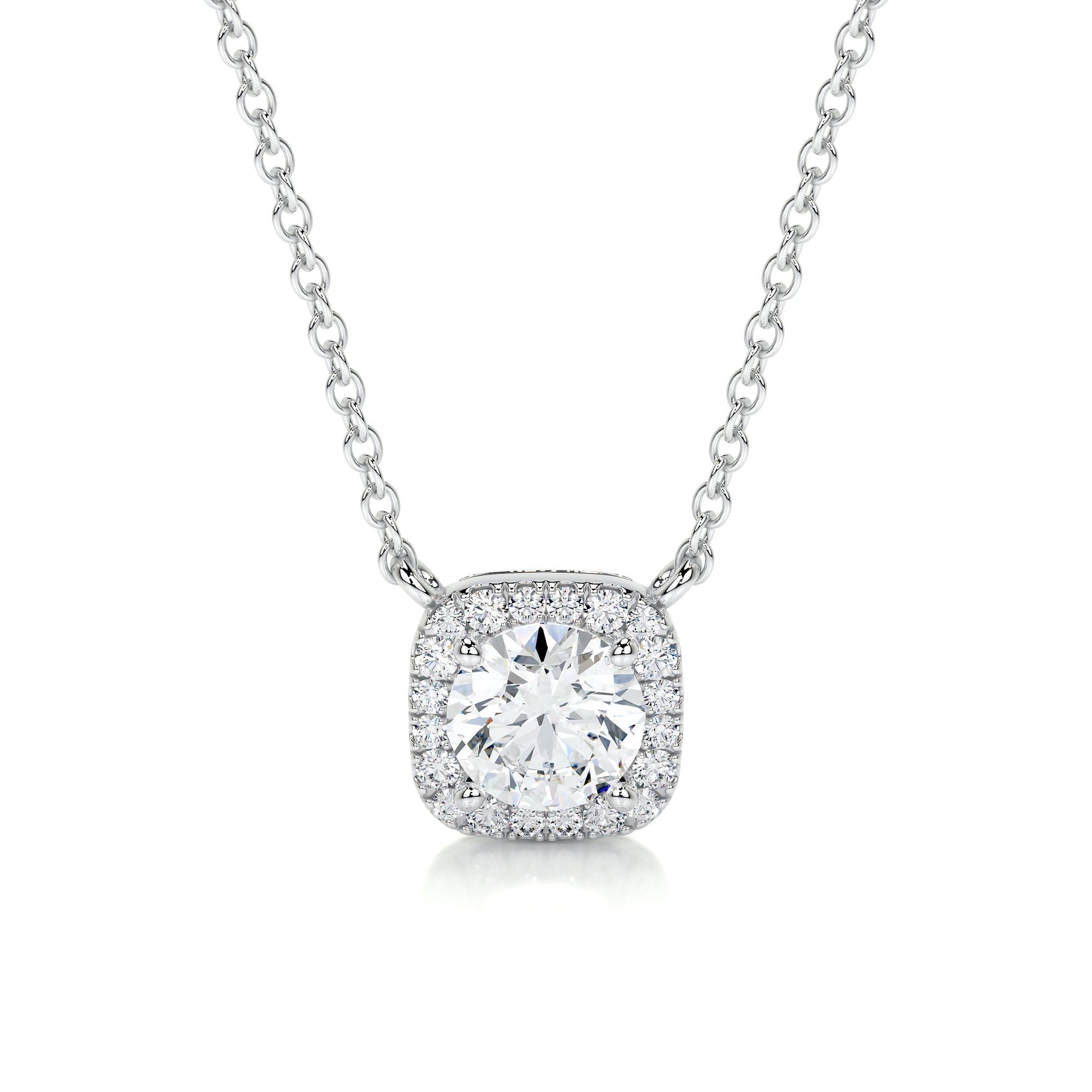 1.25 TCW Round Moissanite Halo Necklace