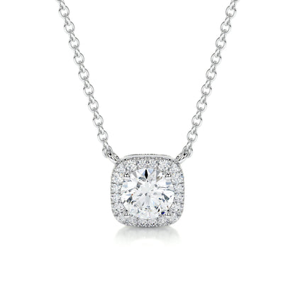 1.25 TCW Round Moissanite Halo Necklace