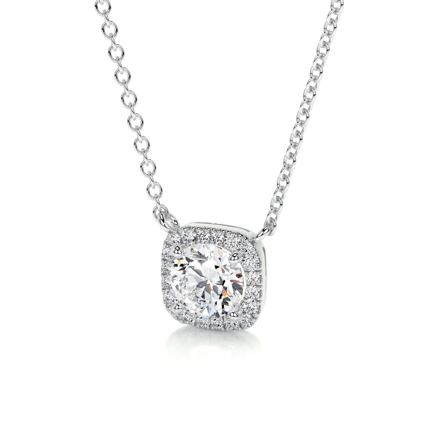 1.25 TCW Round Moissanite Halo Necklace