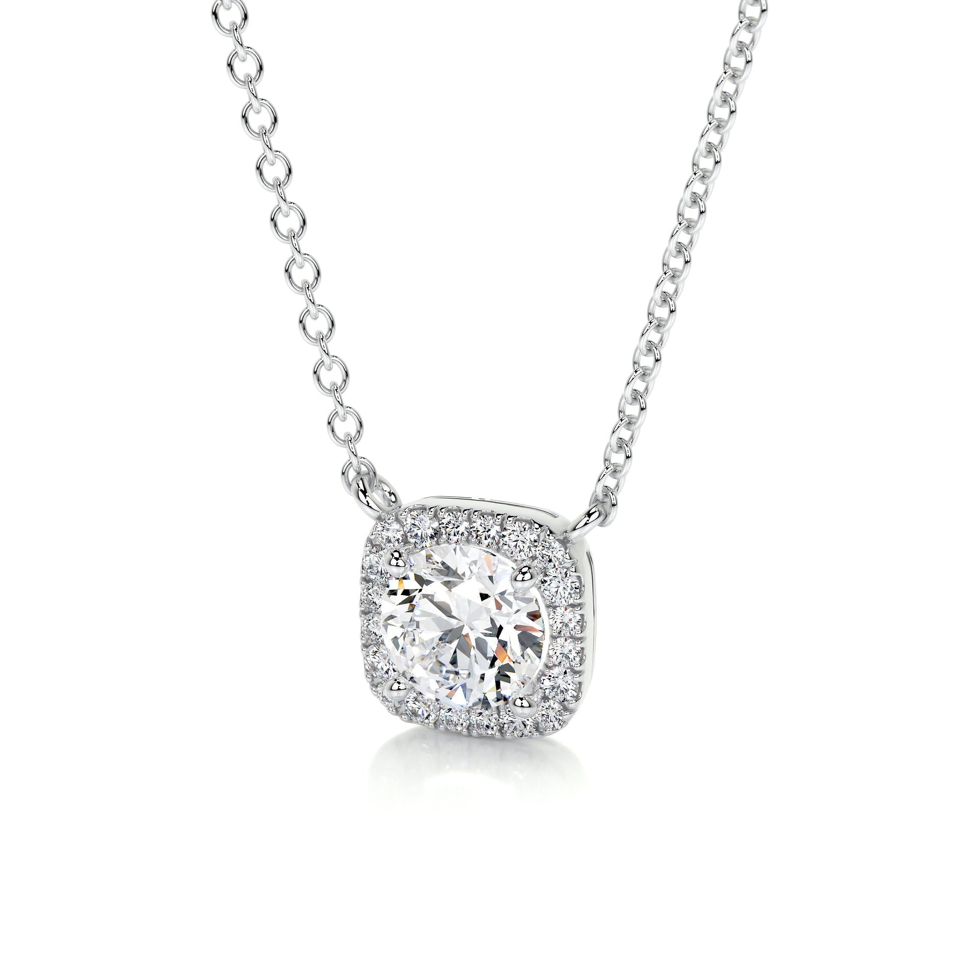 1.25 TCW Round Moissanite Halo Necklace