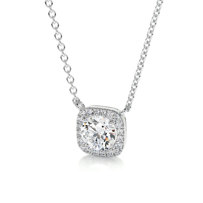 1.25 TCW Round Moissanite Halo Necklace