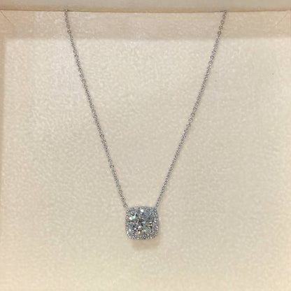 1.25 TCW Round Moissanite Halo Necklace