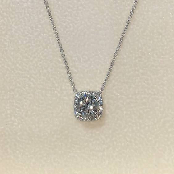 1.25 TCW Round Moissanite Halo Necklace