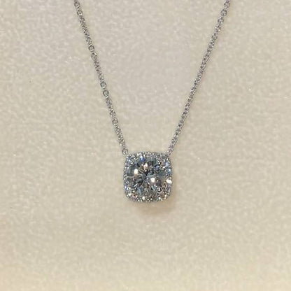 1.25 TCW Round Moissanite Halo Necklace
