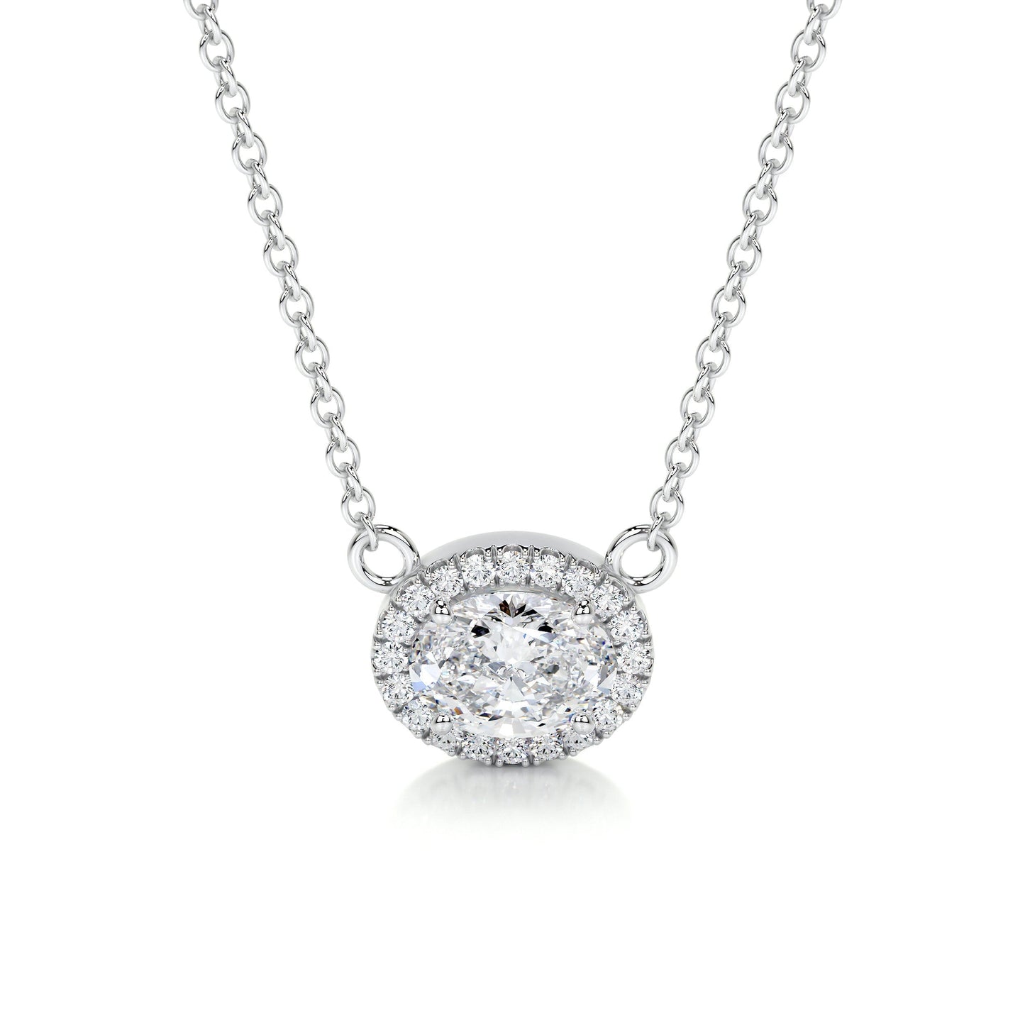 1.2 TCW Oval Moissanite Halo Necklace