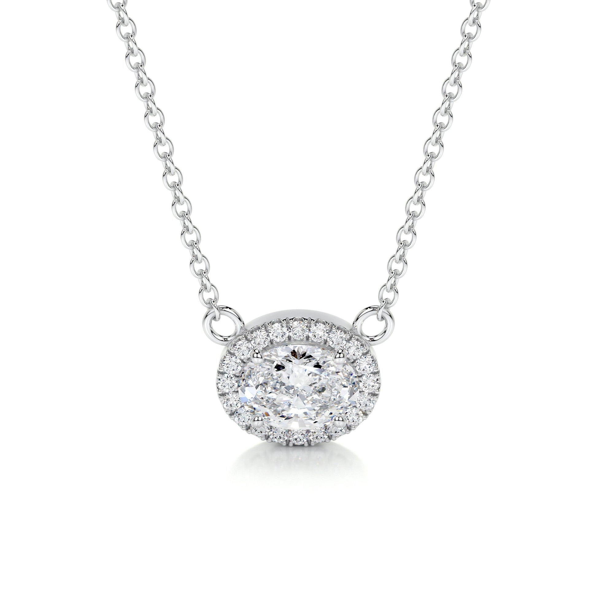 1.2 TCW Oval Moissanite Halo Necklace