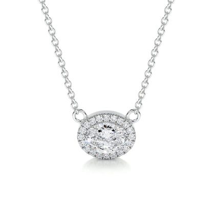 1.2 TCW Oval Moissanite Halo Necklace