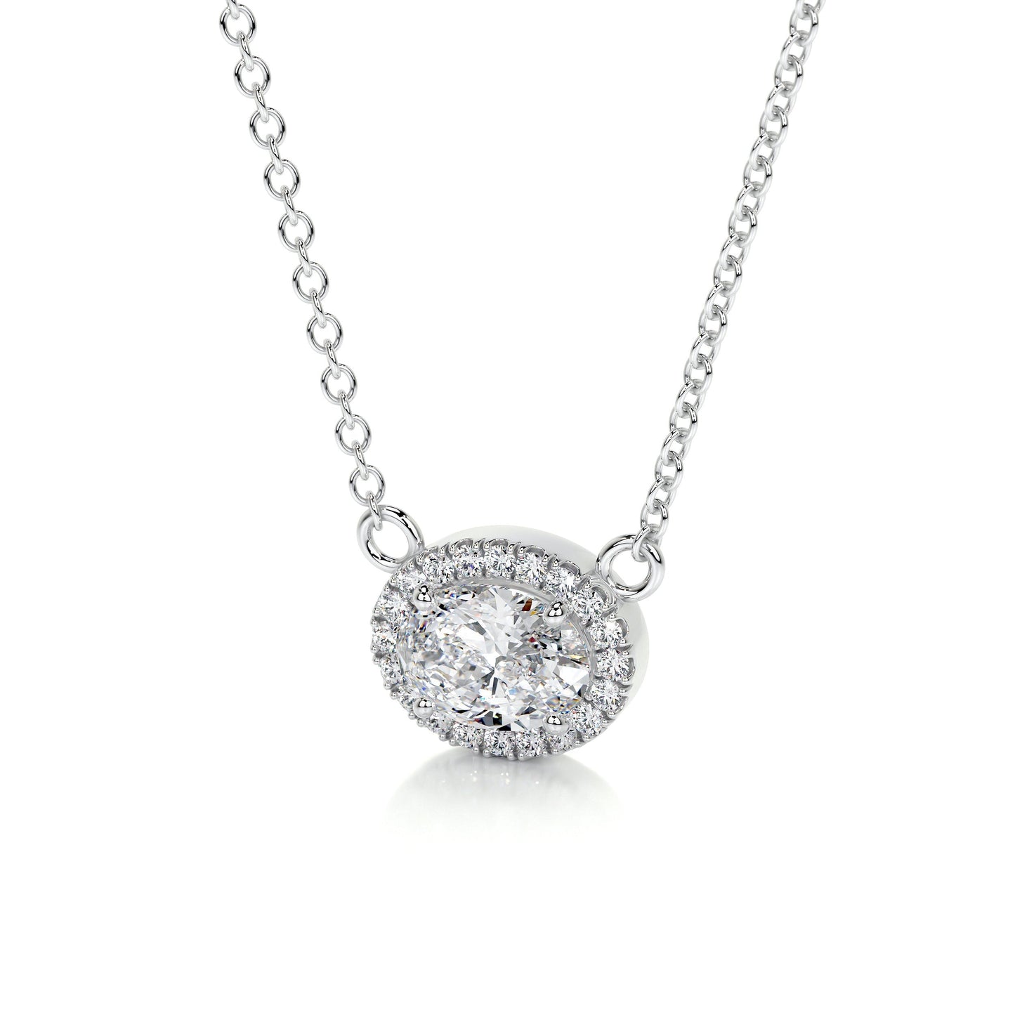 1.2 TCW Oval Moissanite Halo Necklace