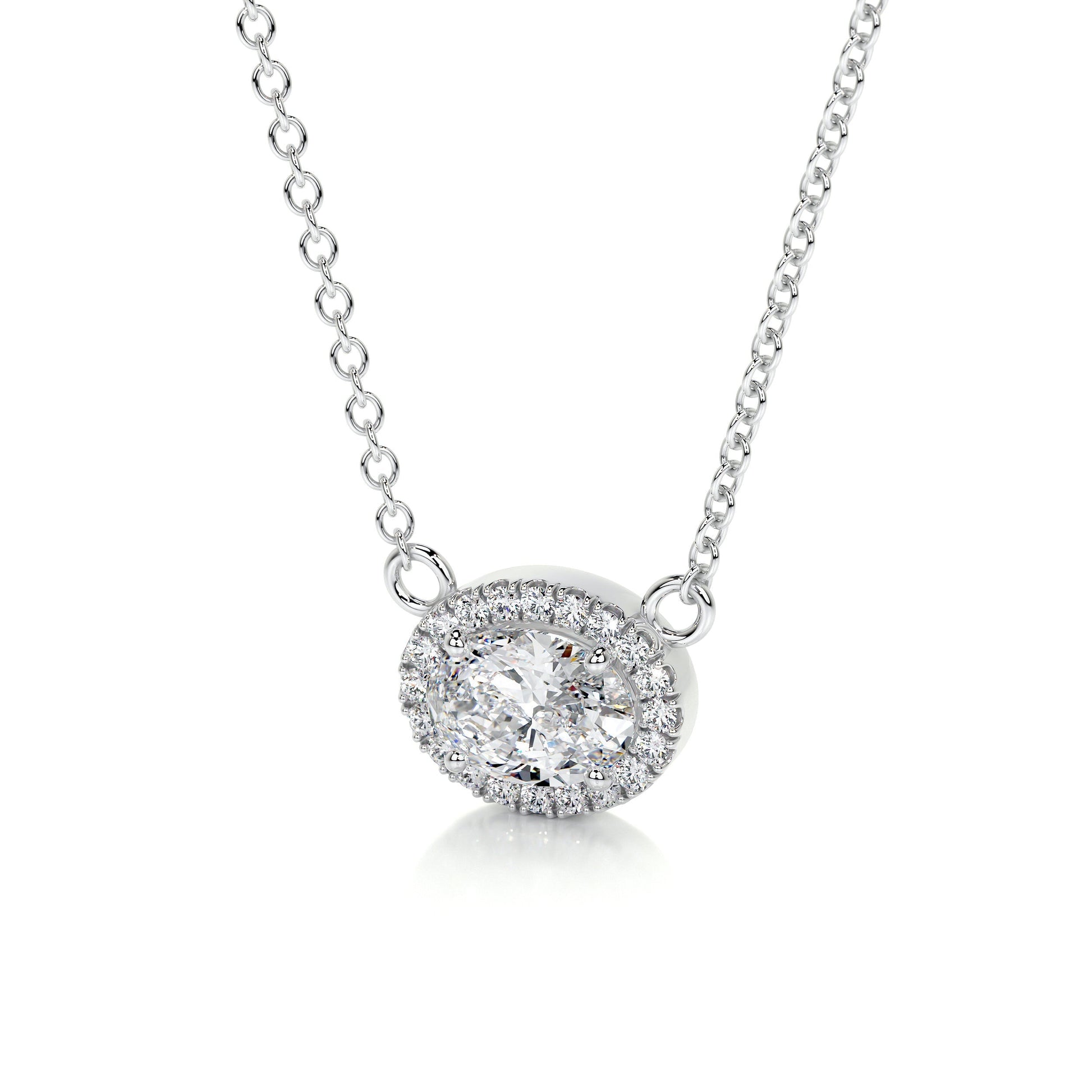 1.2 TCW Oval Moissanite Halo Necklace
